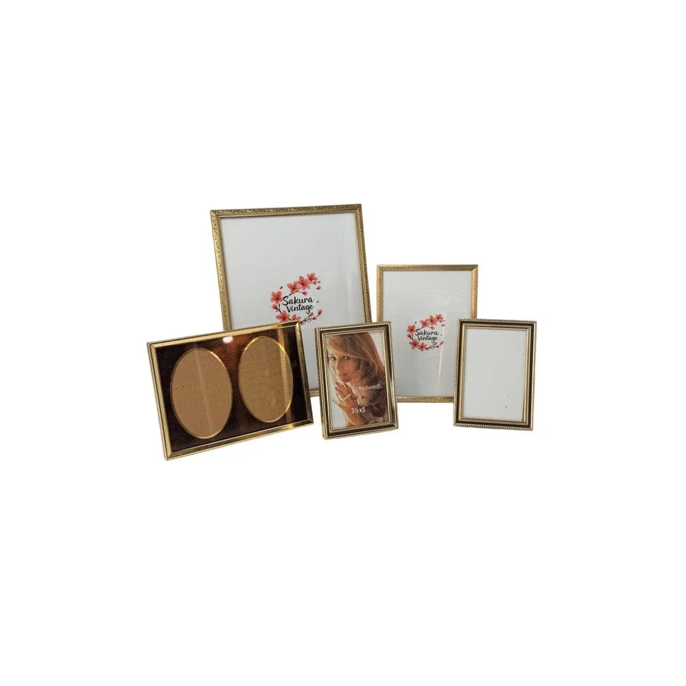 Set‎ of 5 Vintage Brass Photo Frames Gallery Wall Collection 1980s 1990s